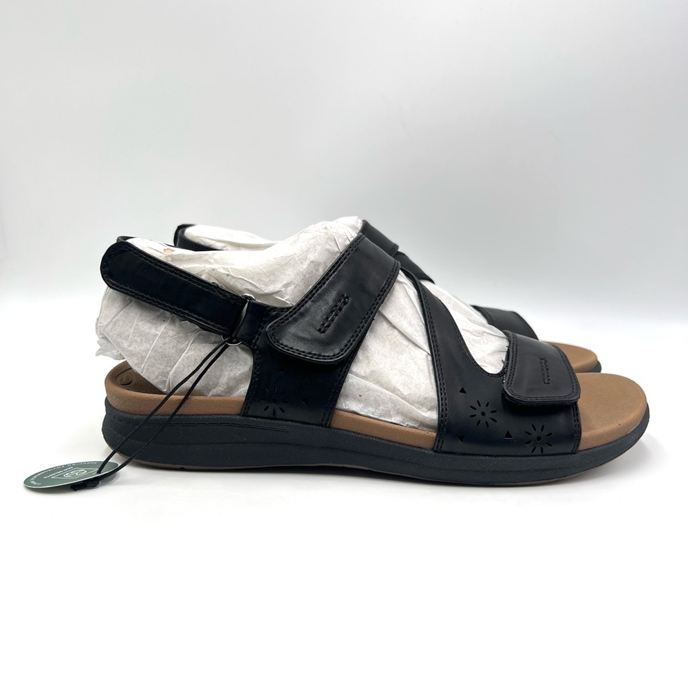 Cobb Hill Womens Size 8 Black Vegan Leather Comfort Sandals Shoes CJ0733 Tala